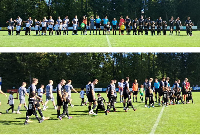 Mit Einlaufkinder der DJK Passau West G- und F-Jugend